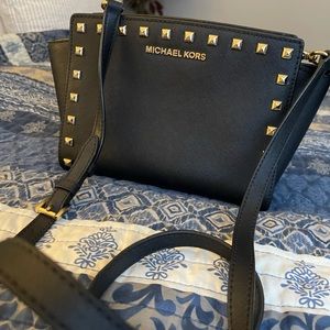 Michael Kors Selma Studded Black Crossbody Bag GHW